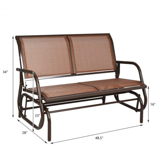 Swing Glider Chair 48 Inch Loveseat Rocker Lounge Backyard-Brown