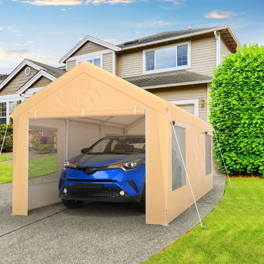 10 x 20 Feet Heavy-Duty Steel Portable Carport Car Canopy Shelter-Yellow
