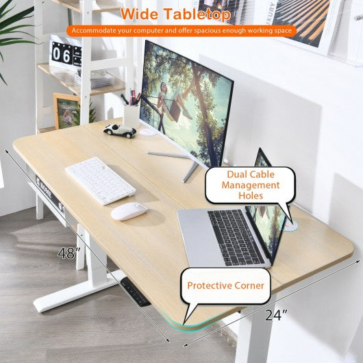 48 Inches Electric Standing Adjustable Desk with Control Panel and USB Port-Beige