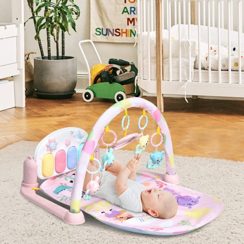 3 in 1 Fitness Music and Lights Baby Gym Play Mat-Pink