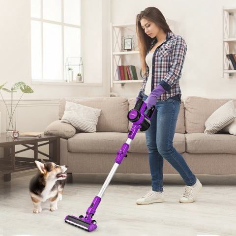 3-in-1 Handheld Cordless Stick Vacuum Cleaner with 6-cell Lithium Battery-Purple