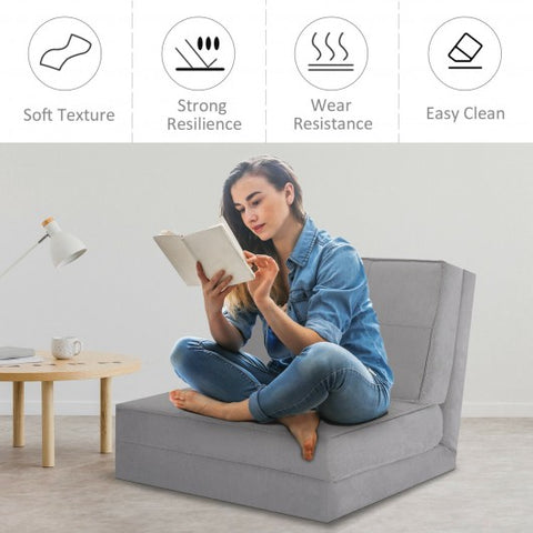 Convertible Lounger Folding Sofa Sleeper Bed-Gray