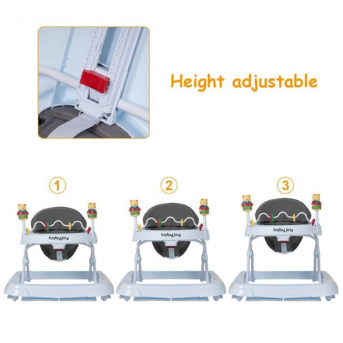 Adjustable Height Removable Folding Portable Baby Walker-Gray