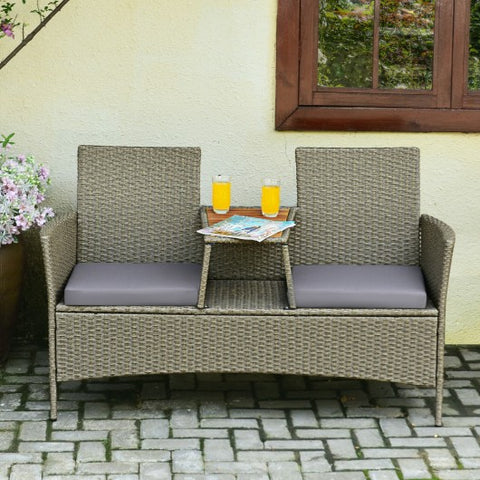 2-Person Patio Rattan Conversation Furniture Set with Coffee Table