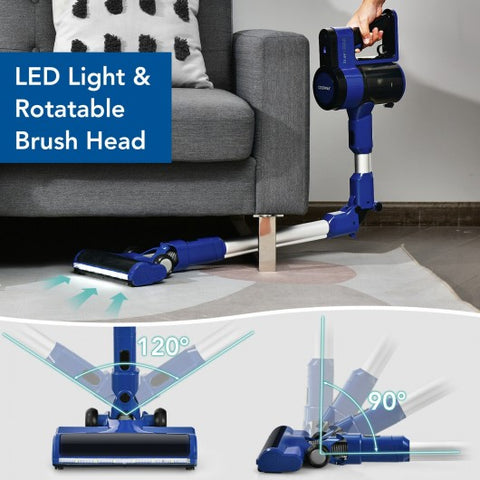 3-in-1 Handheld Cordless Stick Vacuum Cleaner with 6-cell Lithium Battery-Blue