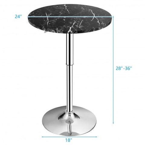 Round Height Adjustable Bistro Bar Table Black