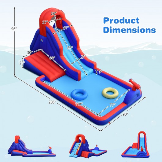 5-in-1 Inflatable Water Slide with Climbing Wall