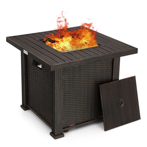30 Inch 50000 BTU Square Propane Gas Fire Pit Table with Table Cover