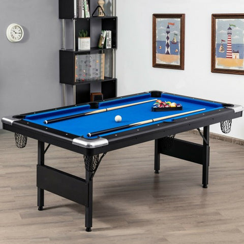 6 Feet Foldable Billiard Pool Table-Blue