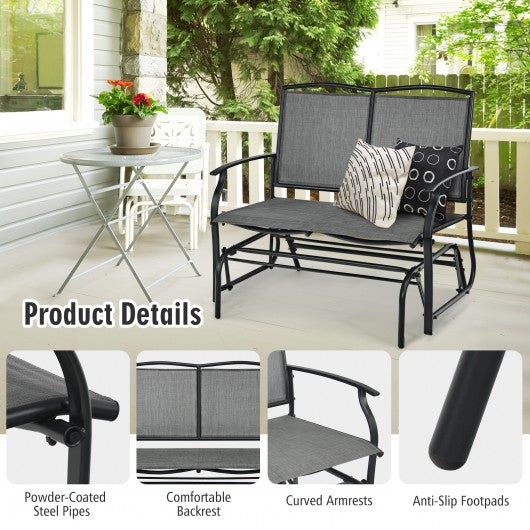 Iron Patio Rocking Chair for Outdoor Backyard and Lawn-Gray