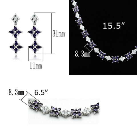 LO2324 - Rhodium Brass Jewelry Sets with AAA Grade CZ  in Amethyst