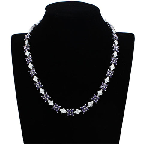 LO2324 - Rhodium Brass Jewelry Sets with AAA Grade CZ  in Amethyst