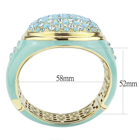 LO4350 - Gold Brass Bangle with Top Grade Crystal  in Multi Color