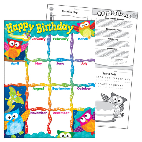 Happy Birthday Owl-Stars!® Learning Chart, 17" x 22"
