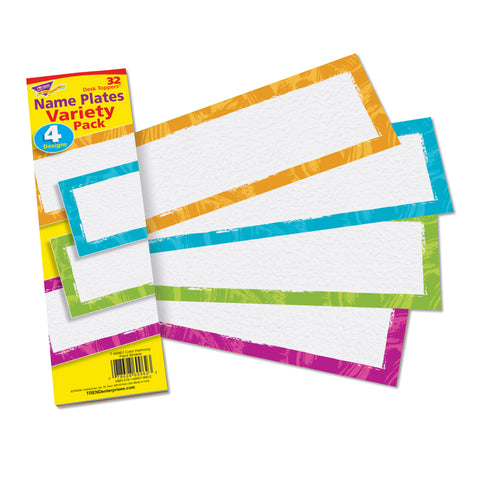 Color Harmony Paint Strokes Name Plates Variety Pack, 32 Count