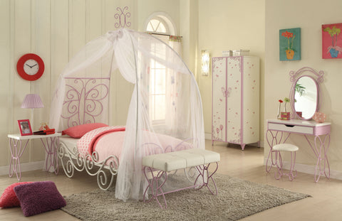 32" X 17" X 19" White And Light Purple Bench
