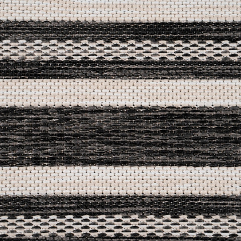 8’ x 10’ Gray Stripe Border Indoor Outdoor Area Rug