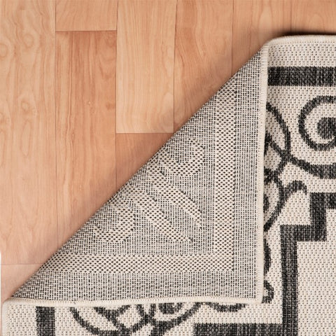 5’ x 7’ Gray Ornate Border Indoor Outdoor Area Rug