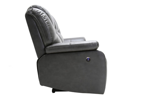 40" Grey Contemporary Leather Power Reclining Chair