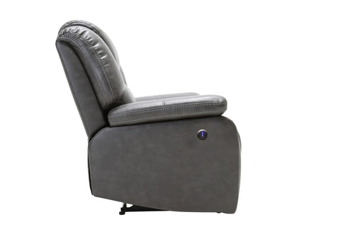 40" Grey Contemporary Leather Power Reclining Chair