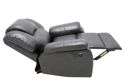 40" Grey Contemporary Leather Power Reclining Chair