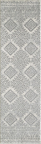 8'x10' Ivory Grey Machine Woven Geometric Bohemian Indoor Area Rug
