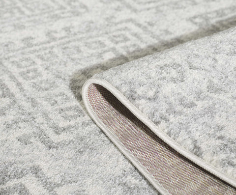 8'x10' Ivory Grey Machine Woven Geometric Bohemian Indoor Area Rug