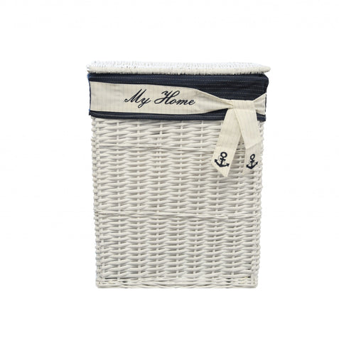 14" x 17.5" x 19.5" WhiteBlueRectangularWillow Basket Set of 5