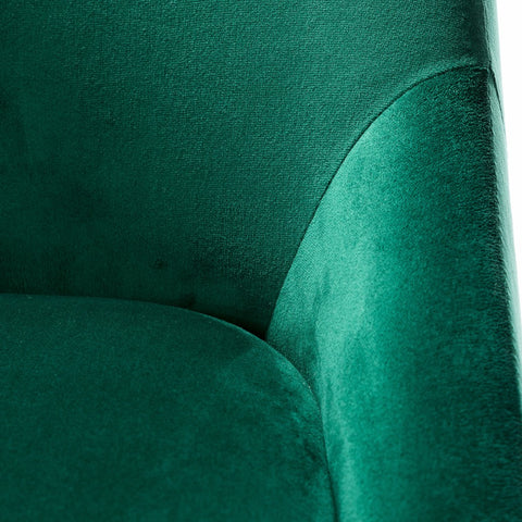 Classic Green Velvet Tapered Arm Rolling Office Chair