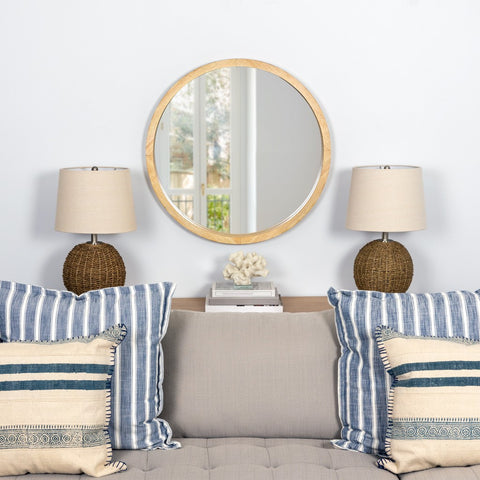 Minimalist Round Wooden Wall Mirror