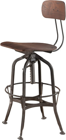 43" Urban Chic Walnut Adjustable Bar Stool