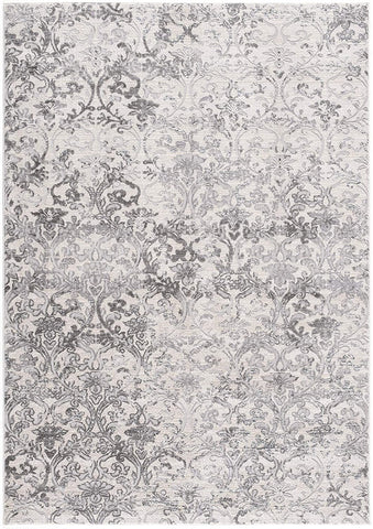4’ x 6’ Cream and Gray Faded Filigree Area Rug