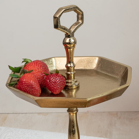 Vintage Look Octagonal Gold Two Tier Server
