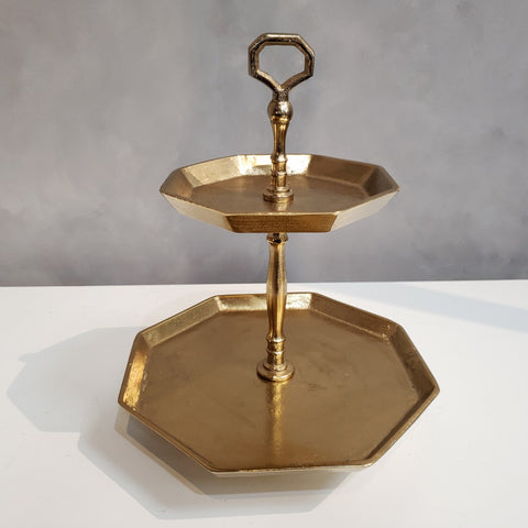 Vintage Look Octagonal Gold Two Tier Server