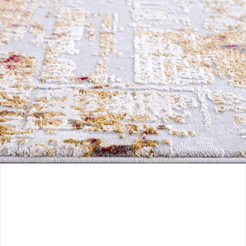 2’ x 13’ Abstract Beige and Gold Modern Runner Rug