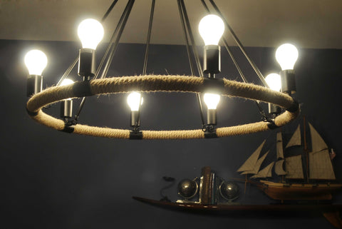 32" x 37" x 32" 8 Bulbs Rope Pendant Lamp