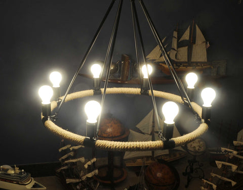 32" x 37" x 32" 8 Bulbs Rope Pendant Lamp