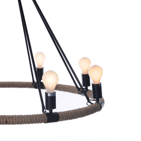 32" x 37" x 32" 8 Bulbs Rope Pendant Lamp