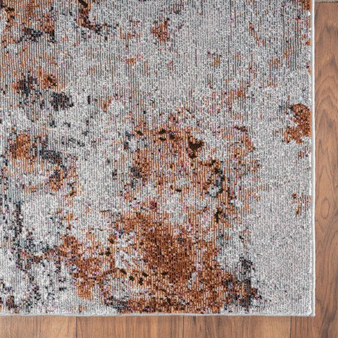 8’ x 10’ Brown and White Abstract Earth Area Rug