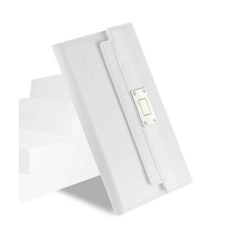 Reiko Samsung Galaxy S6 Genuine Leather Rfid Wallet Case And Metal Buckle Belt In Ivory