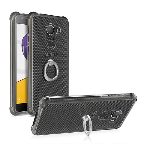 Reiko Alcatel Walters Transparent Air Cushion Protector Bumper Case With Ring Holder In Clear Black