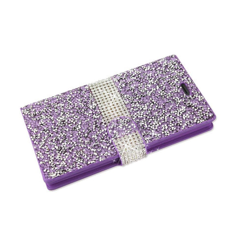 Reiko Zte Warp Elite Diamond Rhinestone Wallet Case In Purple