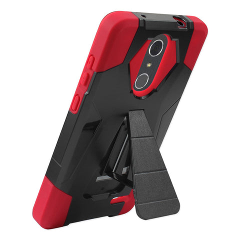 Reiko Zte Grand X4 Hybrid Heavy Duty Case With Kickstand In Red Black