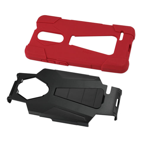 Reiko Zte Grand X4 Hybrid Heavy Duty Case With Kickstand In Red Black