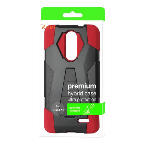 Reiko Zte Grand X4 Hybrid Heavy Duty Case With Kickstand In Red Black