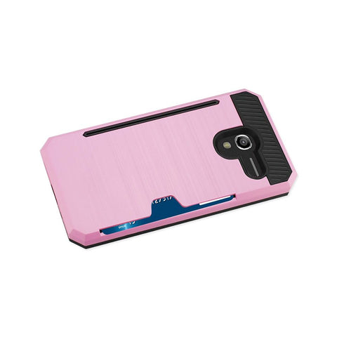 Reiko Alcatel Tru Slim Armor Hybrid Case With Card Holder In Pink