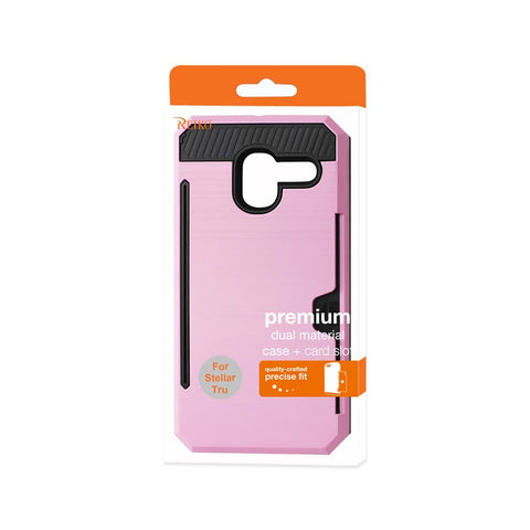 Reiko Alcatel Tru Slim Armor Hybrid Case With Card Holder In Pink