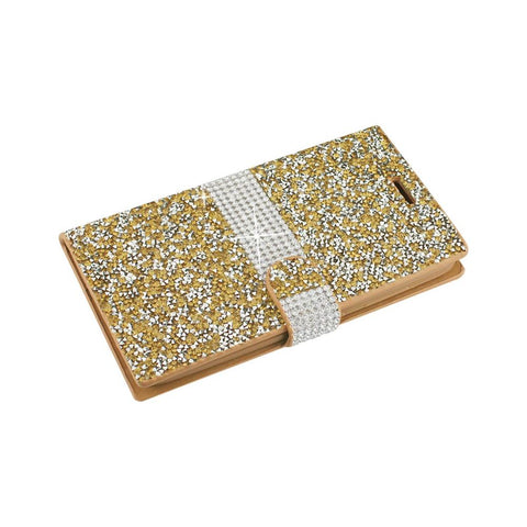 Reiko Samsung Galaxy On5/ J5 Diamond Rhinestone Wallet Case In Gold
