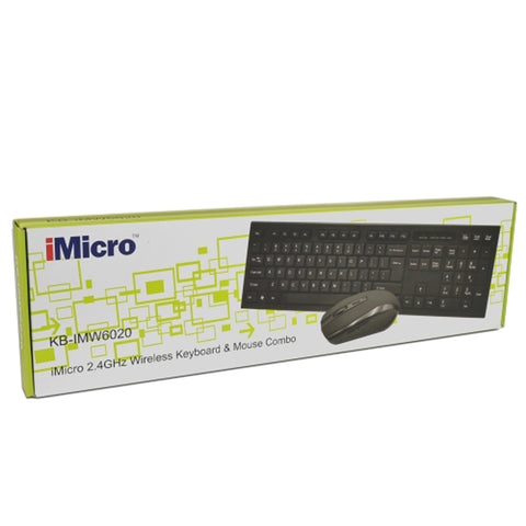 Imicro Kb-imw6020 2.4ghz Wireless Keyboard & 1600dpi Mouse Combow/usb Receiver (black)