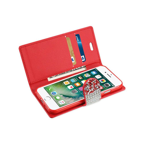 Reiko Iphone 8/ 7 Diamond Rhinestone Wallet Case In Red